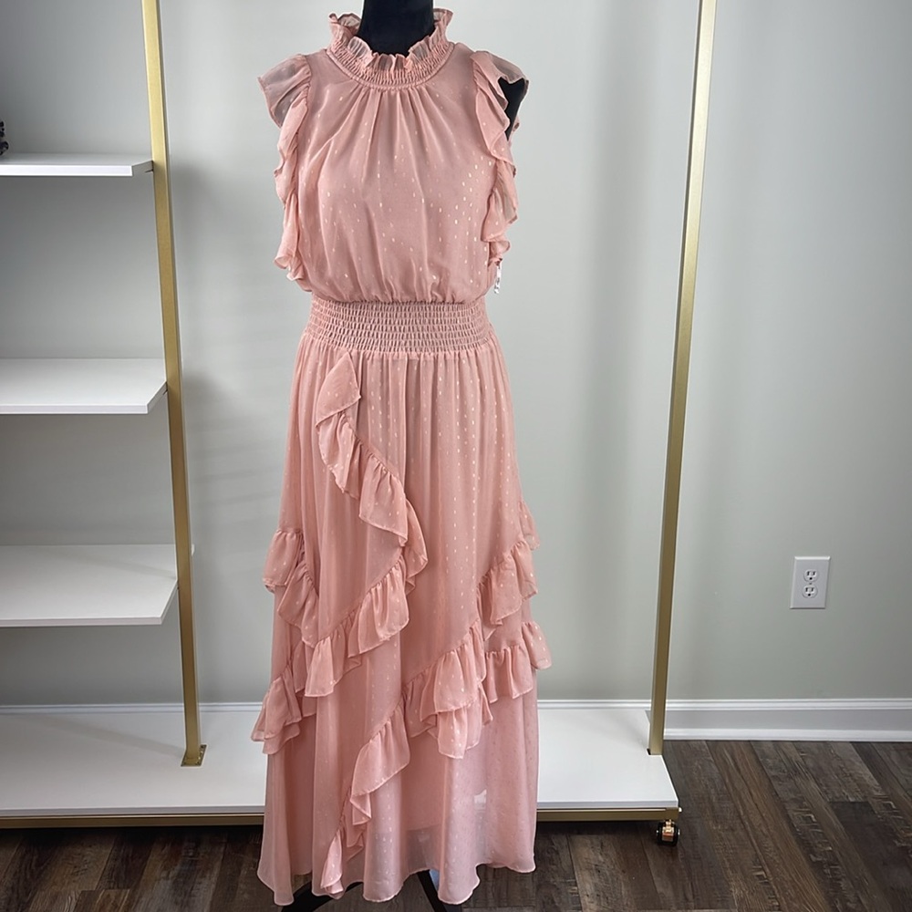 Avec Les Filles Elegant Pink Ruffled Ladies Dress Size 6